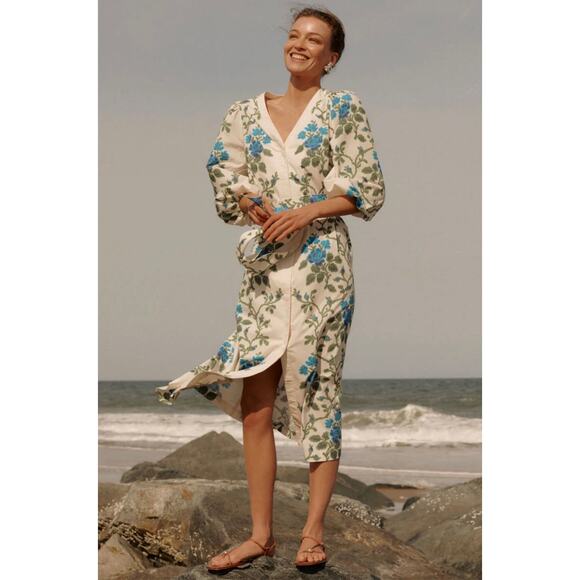 Tuckernuck Cerulean Vine Cotton Poplin Lachlan Dress Sz XS - Picture 2 of 6